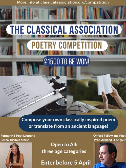 blue and gold poster advertising the competition