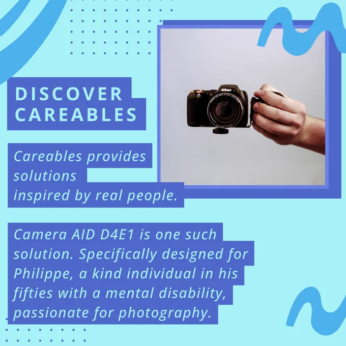 Careables solution - camera handle aiding people with disabilities taking photos