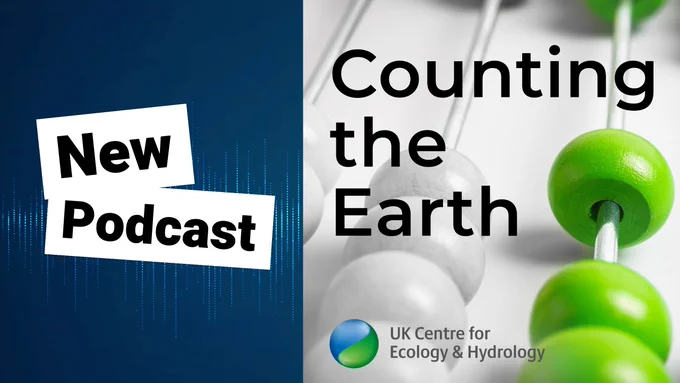 New podcast Counting the Earth and image of abacus with green beads