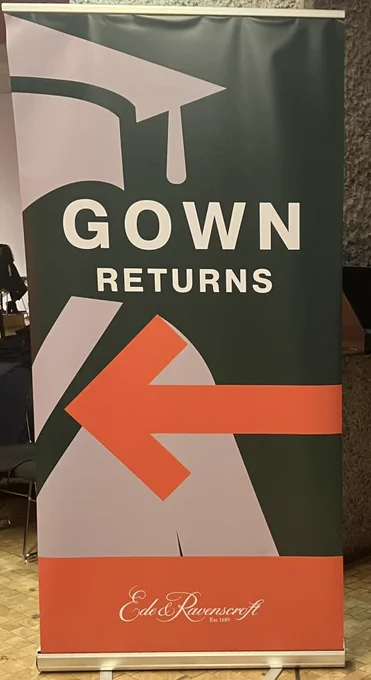 Gown return banner