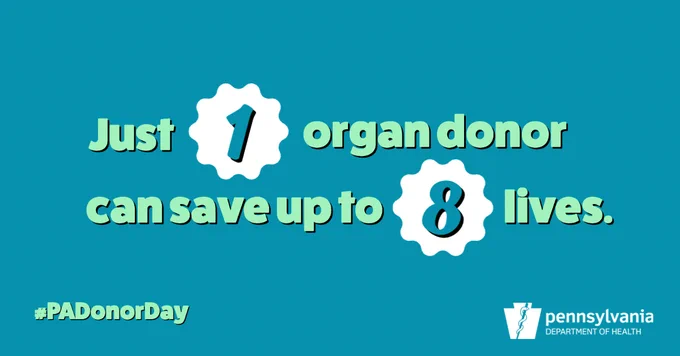 Just 1 organ donor can save up to 8 lives. #PADonorDay