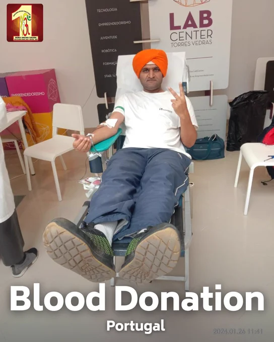 In a heartfelt act of kindness, Dera Sacha Sauda volunteers from Portugal, rolled up their sleeves to donate blood🩸for patients in need. Their selfless actions save lives and give hopes to the needy.