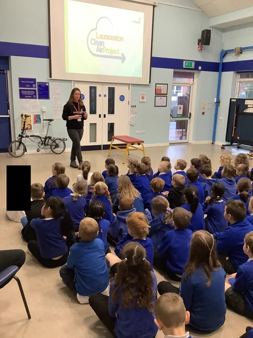 Ashlea from Sustrans Cornwall at Windmill Hill Academy leading a workshop.