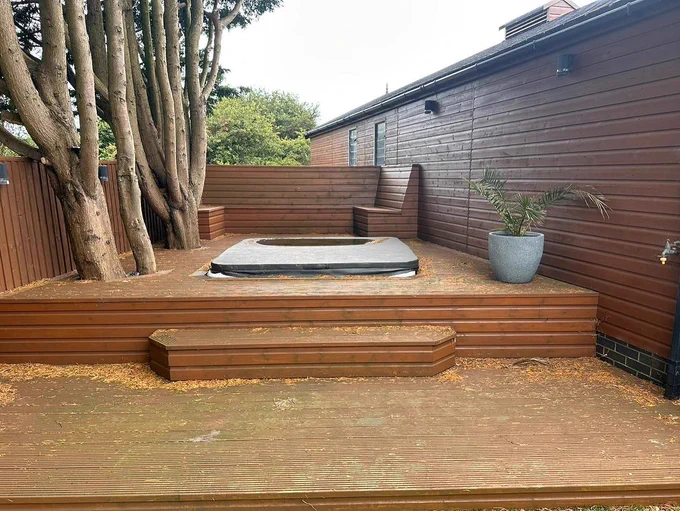 Hot tub decking | Ground screw installation | No More Digging