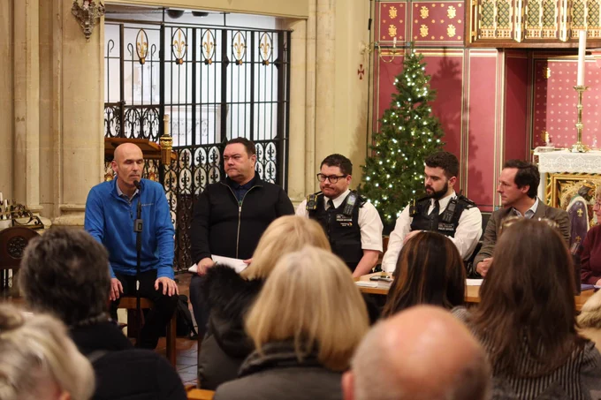 A Great Peter Street community meeting on anti-social behaviour, in St Matthew's Church. 