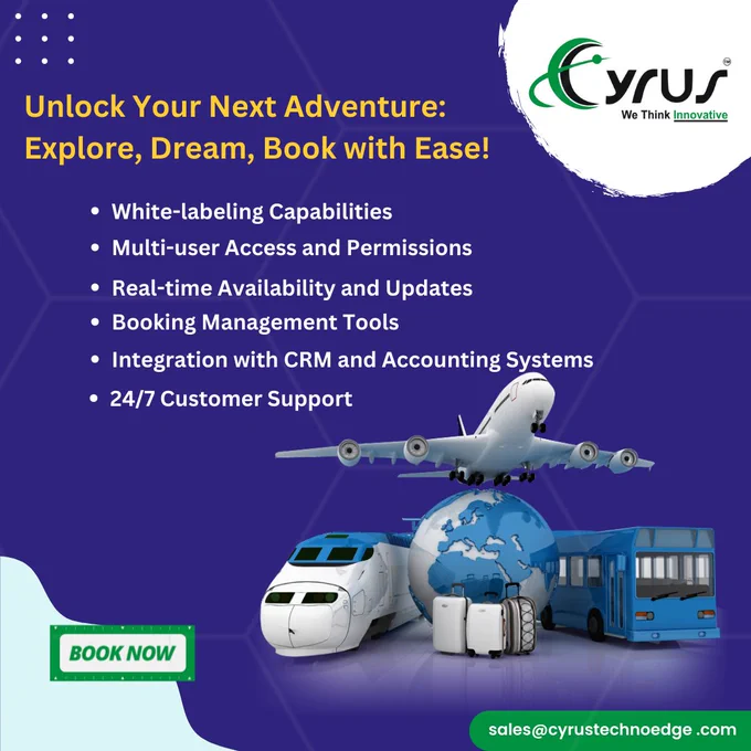 Planning a getaway for your clients? Look no further! With our cutting-edge B2B Travel Booking Portal, you can effortlessly cater to your customers' wanderlust desires while boosting your business's success. Explore seamless bookings, customizable options, and unparalleled support – all in one place! 
A best-in-class travel booking portal for B2B (business-to-business) purposes should encompass several key features to meet the unique needs and requirements of businesses operating in the travel industry.
White-labeling Capabilities
Multi-user Access and Permissions
Flexible Pricing and Commission Structures
Comprehensive Inventory
Real-time Availability and Updates
Booking Management Tools
Integration with CRM and Accounting Systems
24/7 Customer Support
Ready to take your business to the next level? Connect with 
https://cyrustechnoedge.com/travel-booking-portal.aspx
#CyrusTechnoedge #TravelBookings #FlightPortal #BusReservations #CabBooking #HotelBookings #APIReseller #B2BTravel #Conn