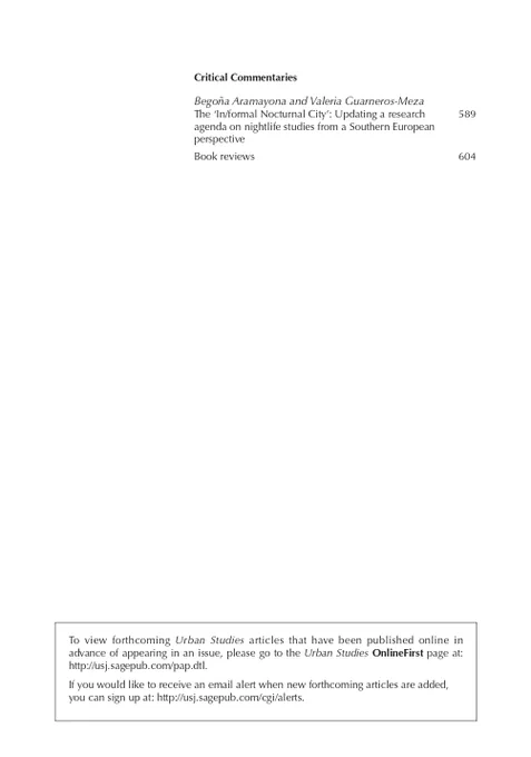 Urban Studies Journal contents page 2