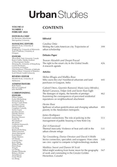 Urban Studies Journal contents page 1