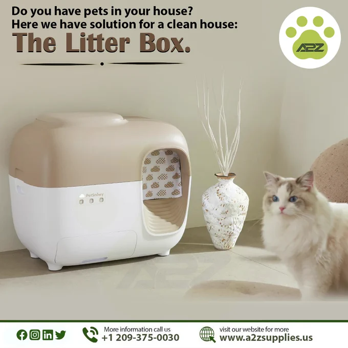 Do you have pets in your house? Here we have a solution for a clean house: the Litter Box. 
.
.
.
.
#a2zsupplies #catgroomingsalon #petcare #groomingtools #PetWellness #FurCare #healthycoats #twitterpost #twittermarketing #twitterpage.