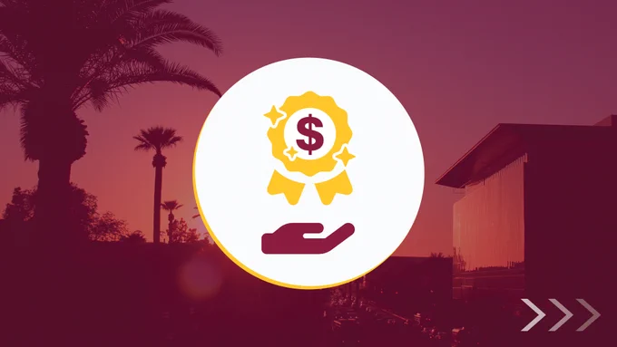 Graphic showing a hand icon underneath an award icon.
