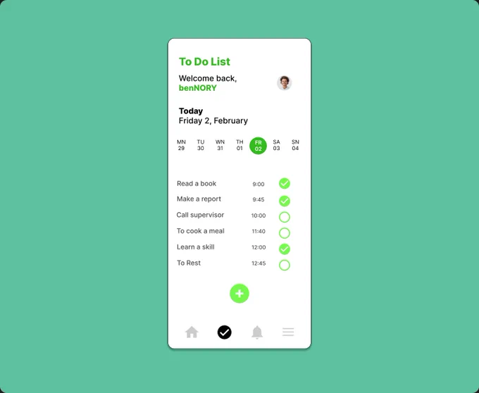 #DailyUI Day #042/100  TO DO LIST design.  
My Journey to 100 UI designs.