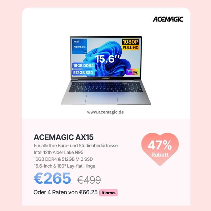 📢 Exclusive Valentine's Day discount on ACEMAGIC AX15 Laptop for ONLY €𝟮𝟲𝟱!😲🔥
Offer valid only on ACEMAGIC Europe website until February 14 ⌛
Use discount code: VDAX1594

🛒💨 https://acemagic.de/products/ace-ax15-laptop

#ValentinesDay2024 #techdeals #deals #computerdeals #acemagicdeals