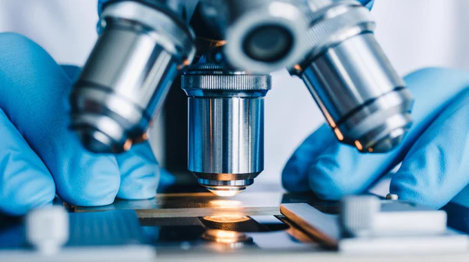 A closeup of a microscope.