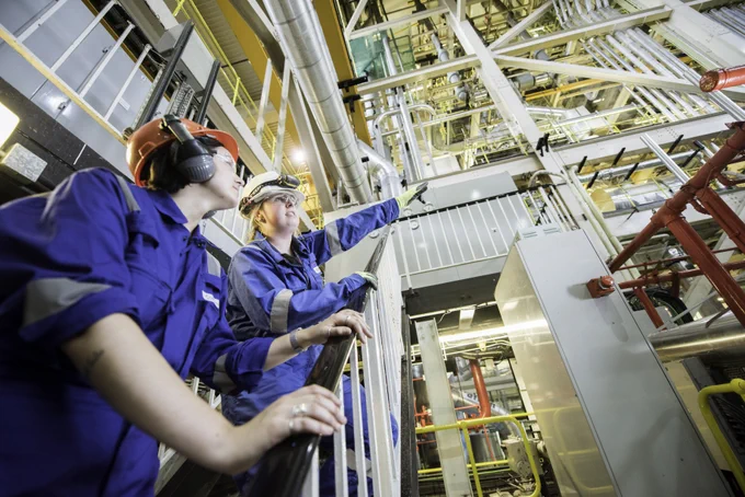 Two people working within Hinkley Point C