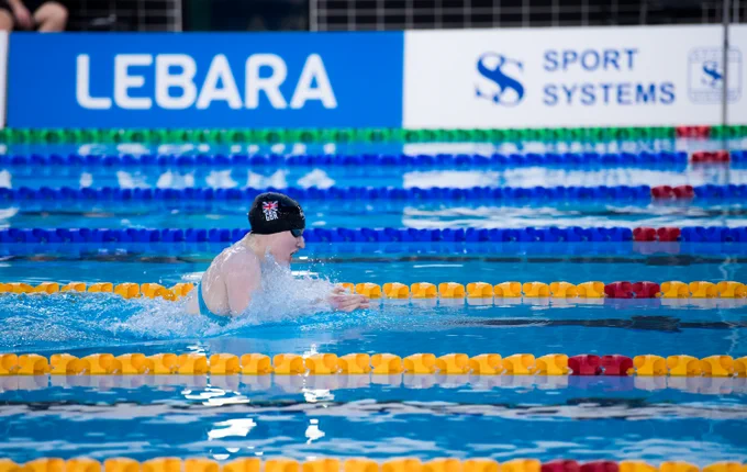 Rebecca Redfern competes during the MC Women's 100m Breaststroke heats at the Citi Para Swimming World Series Inc. The British Para-Swimming International Winter Meet 2024 in Aberdeen.