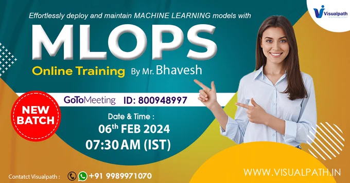 ✍️Join Now: https://bit.ly/49hAAoE
👉Attend Online New Batch On #machinelearningoperations (MLOPS) by Mr. Bhavesh
📅Batch on: 6th February, 2024  @ 7:30 AM (IST)
📲Contact us:  91 9989971070.
📩Join us on Telegram: https://t.me/visualpathsoftwarecourses
📩Join us on WhatsApp: https://bit.ly/47eayBz
🌐Visit: https://www.visualpath.in/mlops-online-training-course.html
#machinelearningoperations #machinelearning #MLOPS #OnlineLearning #newbatch #Python #datascience #MLFlow #Kubeflow #AI #metaflow #Azure #deeplearning #artificialintelligence #datascience #mlopstools #visualpathedu  #handsonlearning #realtimeprojects