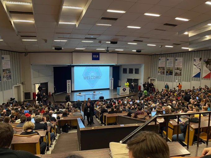 Photo of FOSDEM keynote in Janson