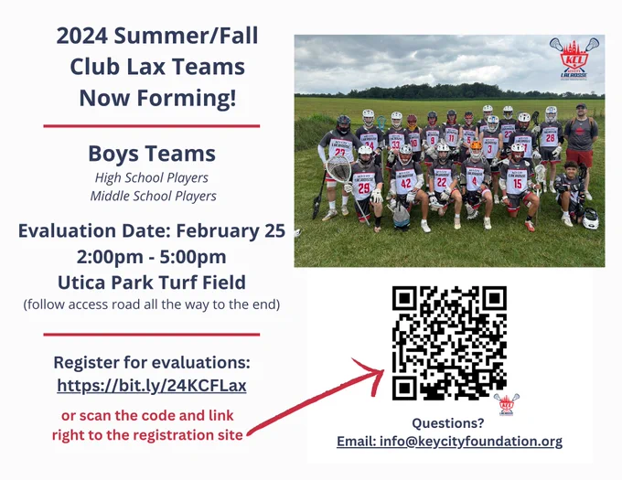 2024 Key City Foundation Boys Lacrosse Club Team Evaluation Day