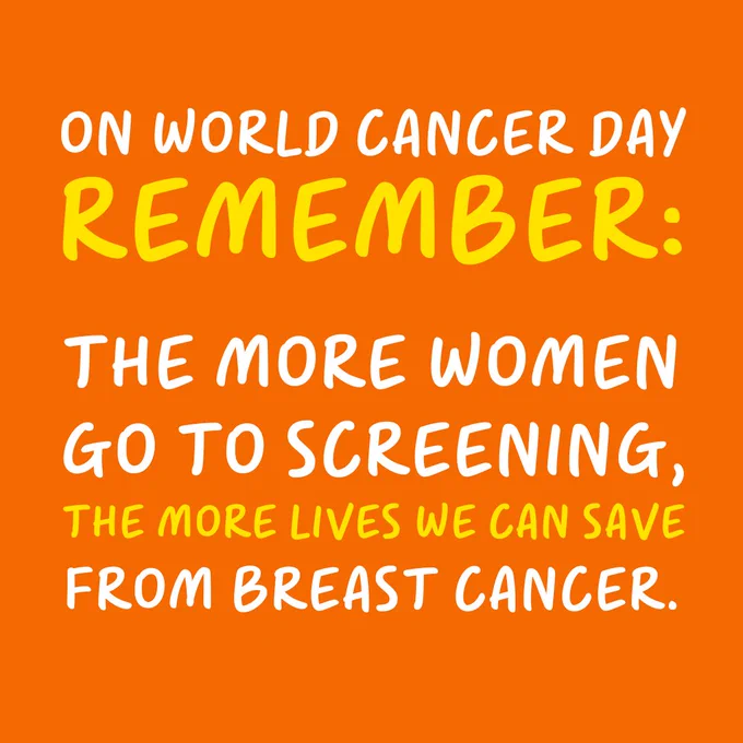 On World Cancer Day remember: the more women go to screening, the more lives we can save from breast cancer.