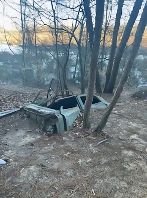 Buried vehicle at Tuckahoe State Park.
