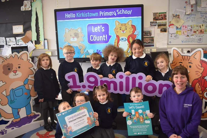 Primary school children taking part in Let's Count