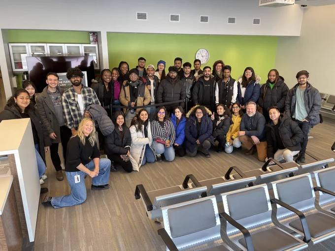 Photo of students at the Centre for Air Travel Research.