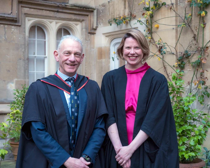 Oriel College Provost Lord Mendoza CBE with Professor of Economics Abi Adams-Prassl