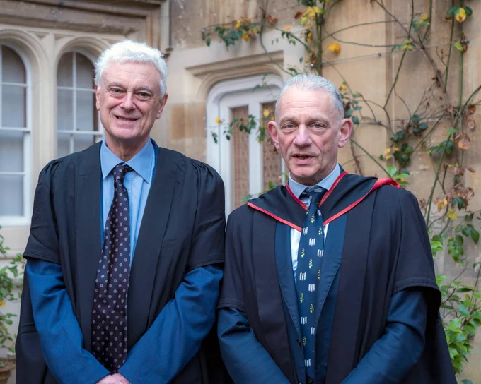 Oriel College Provost Lord Mendoza CBE with chess Grandmaster Dr John Nunn