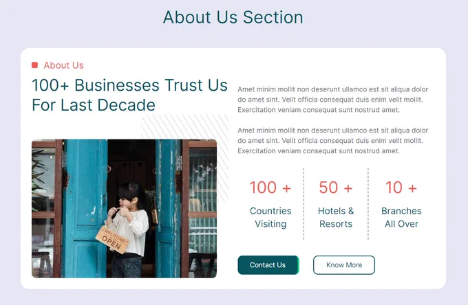 About Us Section - Web Bricks Addons 