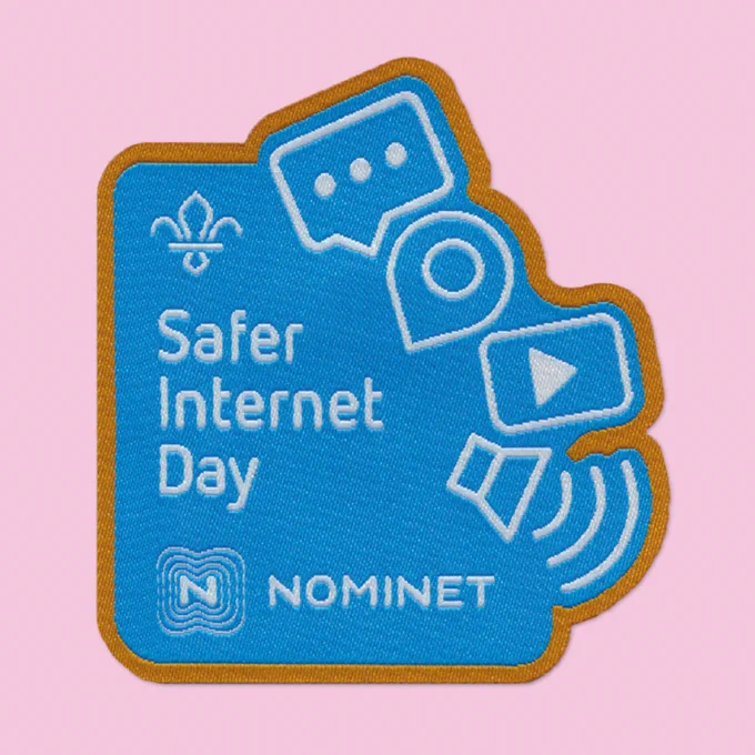 Safer Internet Day badge on a pink background