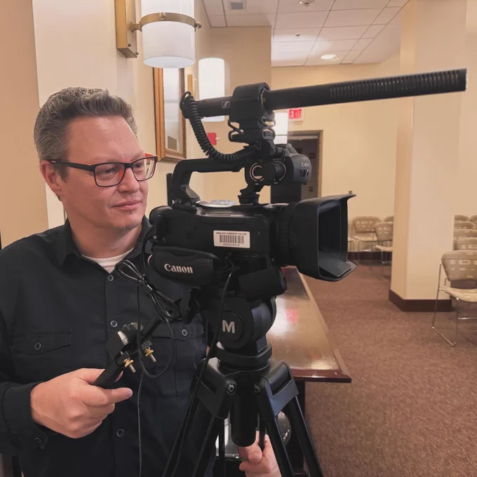 Filming with a canon camera.