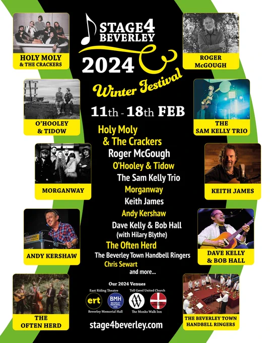 Poster advertising the Stage4Beverley festival. You can see the full line-up and book tickets at stage4beverley.com
