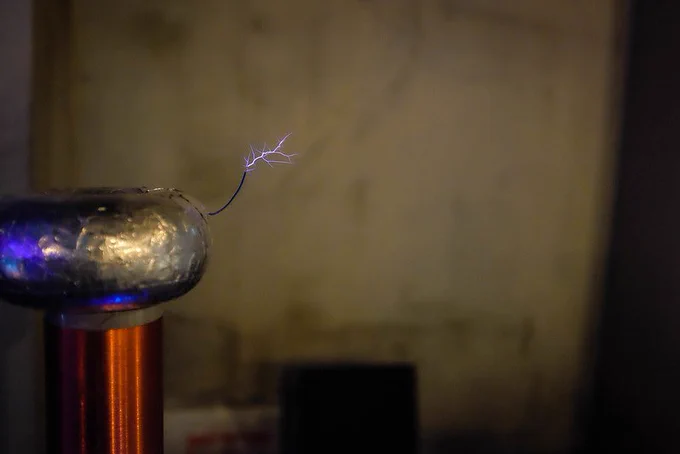 Tesla coil at t2’19, courtesy of Helsinki Hacklab