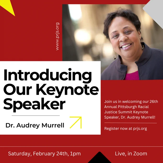 Photo of Dr Audrey Murrell, a Black woman. She is wearing a suit, and smiling.  I think her geometric earrings are very cool.
Dr Murrell is Professor of Business Administration, Psychology, Public and International Affairs at the University of Pittsburgh’s Katz School of Business. In her talk and Q&A discussion, Dr. Murrell will share her professional experience and research expertise in organizational diversity, equity, inclusion and corporate social responsibility, setting the stage for the Summit's panel discussion.

