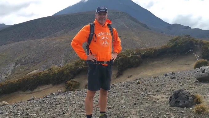 Russell Pysklywec on the south slope of Mount Tongariro in New Zealand