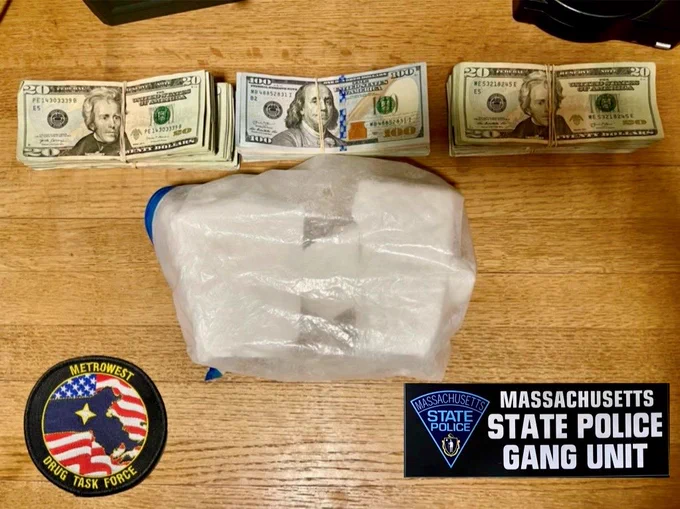 Image of drugs and money mwdtf patch and state police gang unit sticker