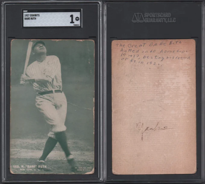 1927 Exhibit card Geo. H. Babe Ruth, New York Yankees, SGC 1.