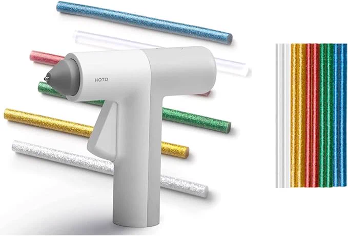 HOTO Cordless Hot Glue Gun with Hot Glue Sticks, 30S Heating Fast, USB Rechargeable Melt Glue Gun, Smart-Power-off Glue Gun, Perfect for Crafts, DIY Arts, Quick Home Repairs