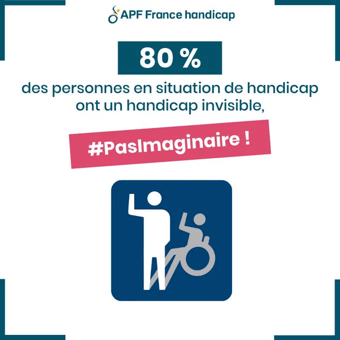 Texte : 80 % des personnes en situation de handicap ont un handicap invisible #PasImaginaire