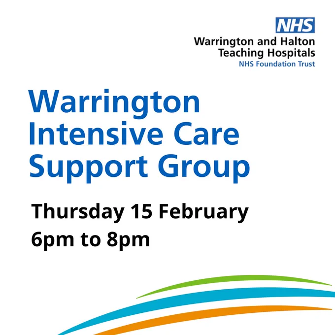 Picture advertising Warrington Intensive Care Support Group that is taking place on Thursday 15 February between 6pm to 8pm. 