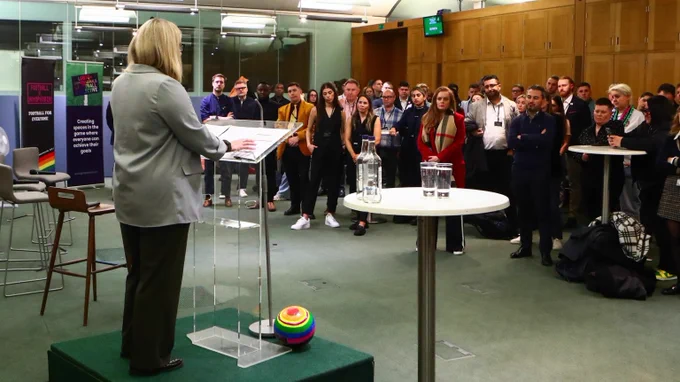 Hannah Bardell MP addresses attendees at the event