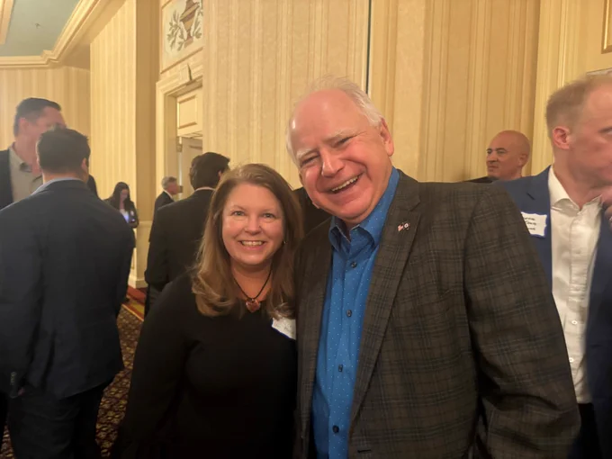 Erin Hilligan, Lifespark Senior Living, with Governor Tim Walz