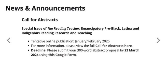 screenshot of the announcement of a call for abstracts in the special issue described at the link above.