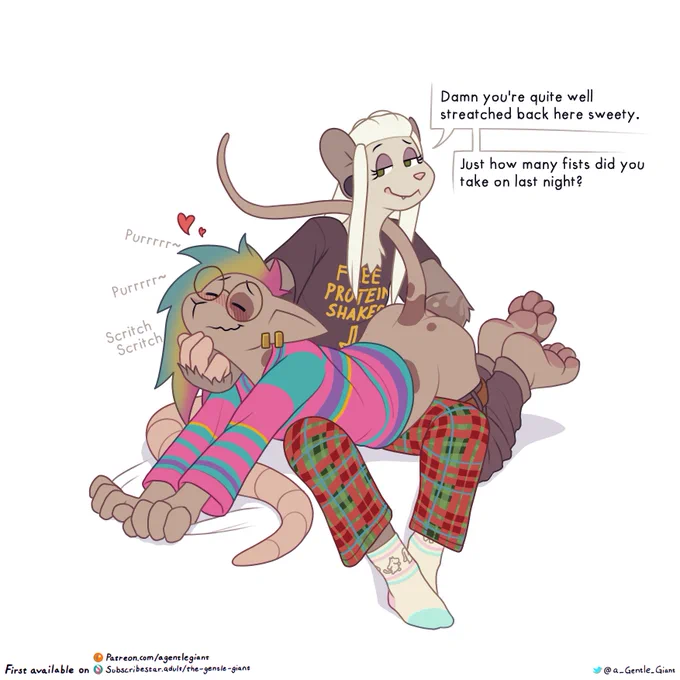 "Damn, you're quite well stretched back here sweety. Just how many fists did you take on last night?" - Oli

Oli scratching Dani's chin as she fists her, loud purring from the very happy cat.