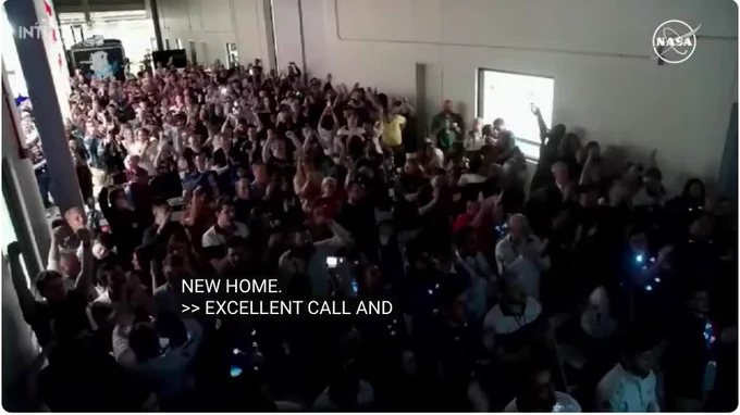 Celebration at Mission Control, as news is confirmed that NOVA-C is on the Moon's surface and Transmitting successfully.
