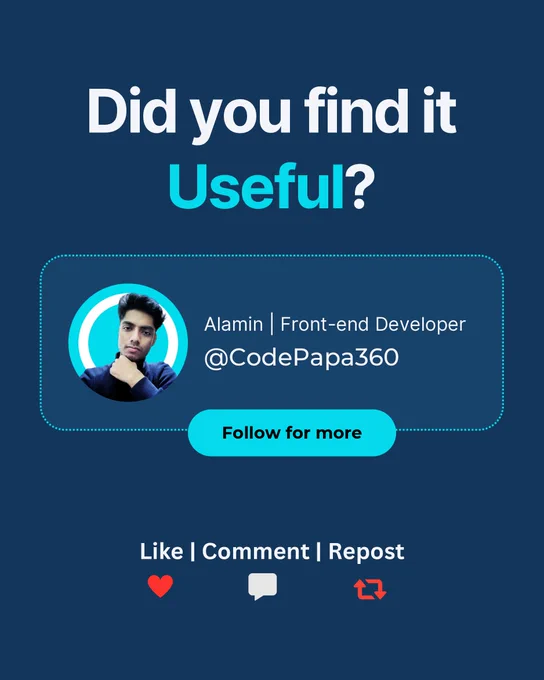 Follow @CodePapa360 for amazing contents related to Programming & Web Developement!