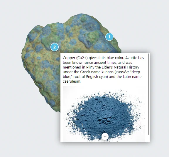 Key features of the mineral specimens can be selected to provide a interactive learning experience