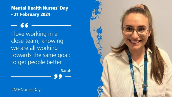 Image of Sarah to right with text to left saying "I love working in a close team, knowing we are all working towards the same goal: to get people better"