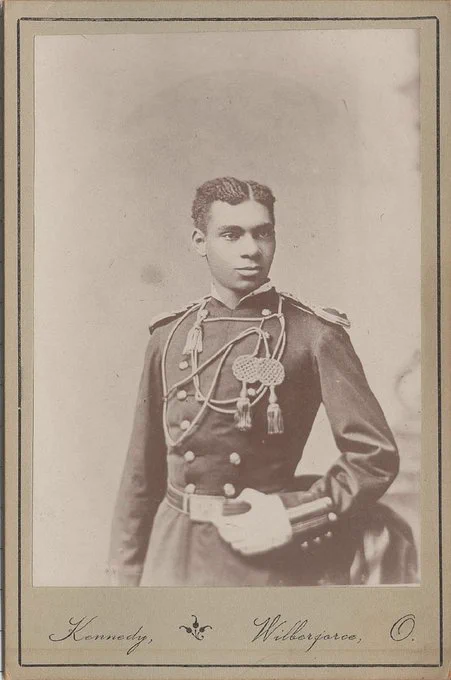 A photograph of Lt. Henry O. Flipper in uniform.