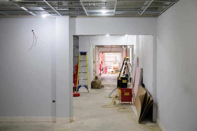 The classrooms are also nearing completion, with heating and lighting now installed.